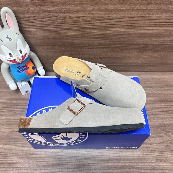 Birkenstock Boston taupe suede mule clogs - Picture 5 of 9